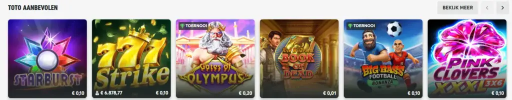 Bibliotheek met tafelspellen, slots en live casino
